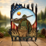 American Flag Hunting SVG, 3D Layered Patriotic Forest Laser File - Image 2