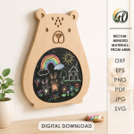 3D Kids Chalkboard Laser Cut Bundle, Wooden Learning Board SVG, Montessori Blackboard CNC Template, DXF PDF EPS - Image 10