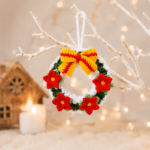 Christmas Wreath Crochet Pattern PDF, Poinsettia Wreath Pattern, Holiday Home Decor, Christmas Ornament Crochet Tutorial - Image 3