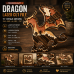 10+ Fire Dragon Bundle Multilayer 3D Wooden Engraved Laser Cut File, Decoration Ornament Glowforge Make, Svg Dxf Ai Pdf Instant Download - Image 8