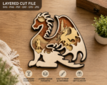 5x Dragon Bundle Multilayer 3D Wooden Engraved Laser Cut File, Decoration Ornament Glowforge Make, Svg Dxf Ai Pdf Instant Download File - Image 5