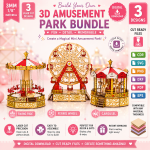 3D Amusement Park Laser Cut Bundle, Carnival Park SVG, Ferris Wheel CNC Template, DXF PDF EPS Files