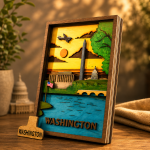 Washington SVG 3D, 8 Layers State Art, Plywood Cut File - Image 3