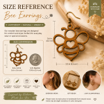 Wooden Bee Earrings SVG | Laser Cut Bee Earrings Template | Bee Jewelry Digital Download | Glowforge File | CNC Cut Design - Image 2