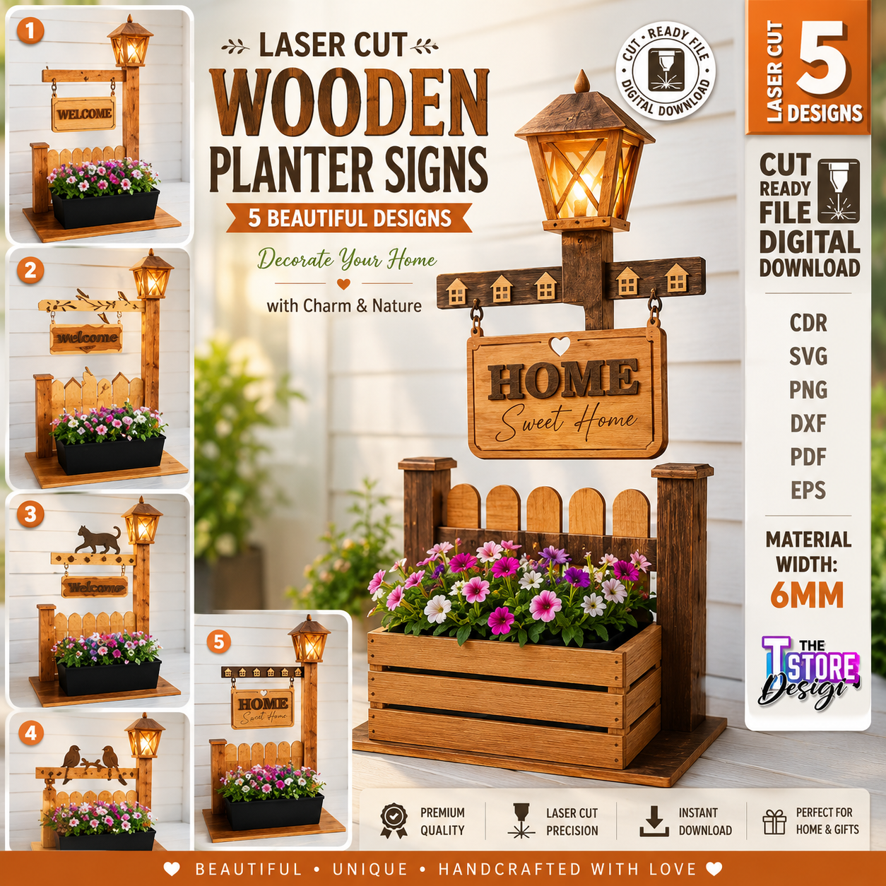 b94267b0-59bc-445f-9f64-4bf93c7a6326 Outdoor Welcome Sign Planter Laser Cut Files, Porch Welcome Sign SVG, Wooden Planter Box, Glowforge SVG Bundle, Farmhouse Decor - Image 1