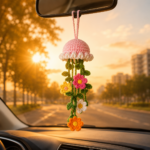 Cosmos Flower Jellyfish Crochet Pattern PDF, Floral Amigurumi Tutorial, Car Hanging Crochet Pattern, Rear View Mirror Decor - Image 3