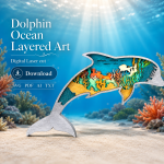 Dolphin SVG 3D Layered Silhouette, Ocean Sea Life Cut File, Laser Cut 6 Layer