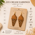 Ice Cream Cone Earrings SVG, Laser Cut Earring File, Wooden Earrings Template, Summer Jewelry SVG, Glowforge File, Digital Download - Image 3