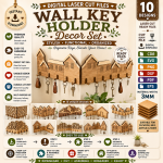 Wall Corner Key Holders Laser Cut Bundle, Wooden Corner Key Rack SVG, Entryway Organizer CNC Template, DXF PDF EPS