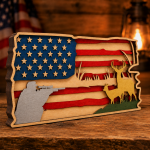 American Flag Deer SVG, 3D Layered 5 Layer Patriotic Hunter Laser File - Image 3