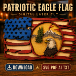 American Flag Eagle SVG, 3D Layered Patriotic Wildlife Laser File