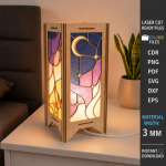 Stained Glass Floor Lamp Laser Cut Bundle, Decorative Lamp SVG, Wooden Floor Light CNC Template, DXF PDF EPS Files - Image 6