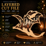 Dragon Fire Multilayer 3D Wooden Engraved Laser Cut File, Fantasy Decoration Ornament Glowforge Make, Svg Dxf Ai Pdf Instant Download File