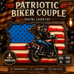 American Flag Motorcycle SVG, 3D Layered Patriotic Biker Laser File, Digital Download