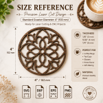 Floral Coaster SVG Bundle | Laser Cut Files for Wood | Glowforge SVG | CNC Router Design | Instant Download - Image 2