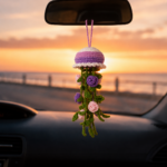 Rose Jellyfish Crochet Pattern PDF, Floral Amigurumi Pattern, Car Hanging Charm, Rear View Mirror Accessory - Image 3