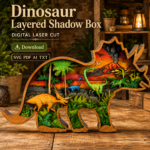 Triceratops Layered SVG 9 Layers, 3D Dinosaur