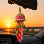 Heart Leaves Jellyfish Crochet Pattern PDF, Car Mirror Hanging Charm, Rear View Mirror Decor, Cute Amigurumi Gift - Image 7