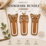 Butterfly Bookmark SVG Bundle | Laser Cut Bookmark Files | SVG EPS PNG DXF for Cricut, Glowforge, CNC & Wood Craft