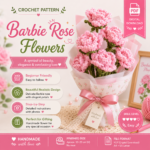 Rose Bouquet Crochet Pattern PDF, Barbie Rose Flowers, Crochet Flower Pattern, Floral Arrangement, Digital Download
