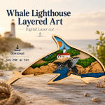 Orca SVG, Killer Whale Art, 3D Layered Ocean, Glowforge Cut File, 7 Layered Design