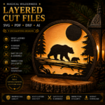 3D Bear Wood Lantern Bundle Pack 9 Cutting Laser File, Tealight Candle Holder Night Lamp Glowforge Set, 3D Silhouette Light Box Decor Xtool - Image 7