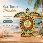 Sea Turtle SVG 3D Layered Mandala, Marine Animal Cut File, Glowforge Laser Cut