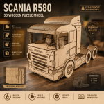Scania R580 Wooden Truck 3D Puzzle SVG | Laser Cut Files for CNC & Glowforge | DIY MDF Wood Model | Digital Download