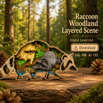 Raccoon SVG, 3D Layered Mandala, Woodland Animal, Glowforge Laser Art