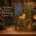 American Flag Bigfoot SVG 3D Layered Silhouette, Sasquatch Yeti Cut File