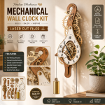 Mechanical Wooden Wall Clock SVG | Laser Cut Clock Files | DIY Pendulum Clock Kit | Glowforge xTool LightBurn CNC | Digital Download
