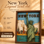 New York SVG 3D, 8 Layers, Plywood Cut File