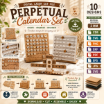3D Calendar Laser Cut Bundle, Wooden Perpetual Calendar SVG, Desk Calendar CNC Template, DXF PDF EPS Files