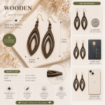 Wooden Statement Earrings, Bohemian Wood Earrings, Lightweight Drop Earrings, Eco Friendly Jewelry, Gift for Her - Image 2