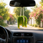 Car Hanging Plant Crochet Pattern PDF, Drooping Flower Basket Amigurumi, Rear View Mirror Decor Charm - Image 3