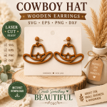 Cowboy Hat Wooden Earrings SVG | Laser Cut Earrings SVG Bundle | Western Earrings DXF PNG EPS | Glowforge Files | Cricut Cut File