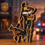 Police Dog SVG 3D Layered Silhouette, Law Enforcement K9 Cut File, Glowforge Laser Cut 8 Layer - Image 3
