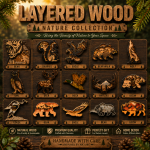 Layered Wood Nature Collection SVG Bundle | Bear Deer Owl Eagle Bison Duck Goose Wolf | 3D Laser Cut Files for Glowforge, LightBurn, CNC