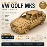 Volkswagen Golf MK3 Laser Cut Files | 3D Wooden Car Model SVG DXF PDF | Instant Digital Download - Image 2