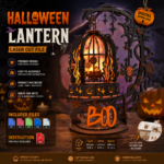 Halloween Lantern Laser Cut File SVG | Spooky Hanging Lantern DIY | Glowforge, xTool, LightBurn, CNC Wood Craft Decor