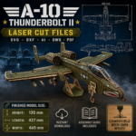 A-10 Thunderbolt II Warthog Laser Cut Files SVG | Military Aircraft Wooden Model | 3mm Wood DIY Airplane Blueprint | Ai DxF SvG PDf