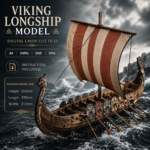 Viking Longship Laser Cut Model SvG DxF Ai DWg | Wooden Boat 3D Puzzle | Laser Cut Digital Download