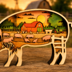 Pig SVG, 3D Layered Mandala, Farm Animal, Glowforge Laser Cut - Image 4