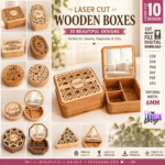 Jewelry Box with Mirror Laser Cut Bundle, SVG DXF Files, Glowforge Jewelry Box, Wooden Storage Box, Laser Cutting Template, CNC Plans