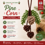 Pine Cone Crochet Pattern PDF, Rustic Car Charm, Rearview Mirror Hanging Ornament, Woodland Christmas Decor