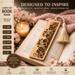Floral Laser Cut Wood Bookmark Gift