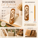 Cat Bookmark SVG Laser Cut File | Wooden Bookmark Design | Cat Lover Gift SVG | Glowforge Ready | Instant Download - Image 2