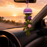 Rose Jellyfish Crochet Pattern PDF, Floral Amigurumi Pattern, Car Hanging Charm, Rear View Mirror Accessory - Image 5