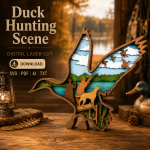Duck Hunting SVG, Hunting Dog SVG, 3D Layered Mandala, Laser Cut File