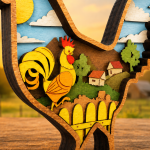 Rooster SVG 3D Layered Mandala, Laser Cut File, Glowforge Laser Cut Multi Layer Plywood Country Kitchen - Image 4